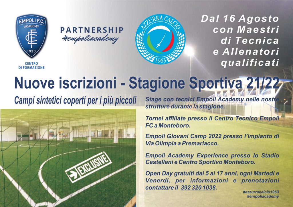 Nuove iscrizioni stagione sportiva 2021/2022!!!